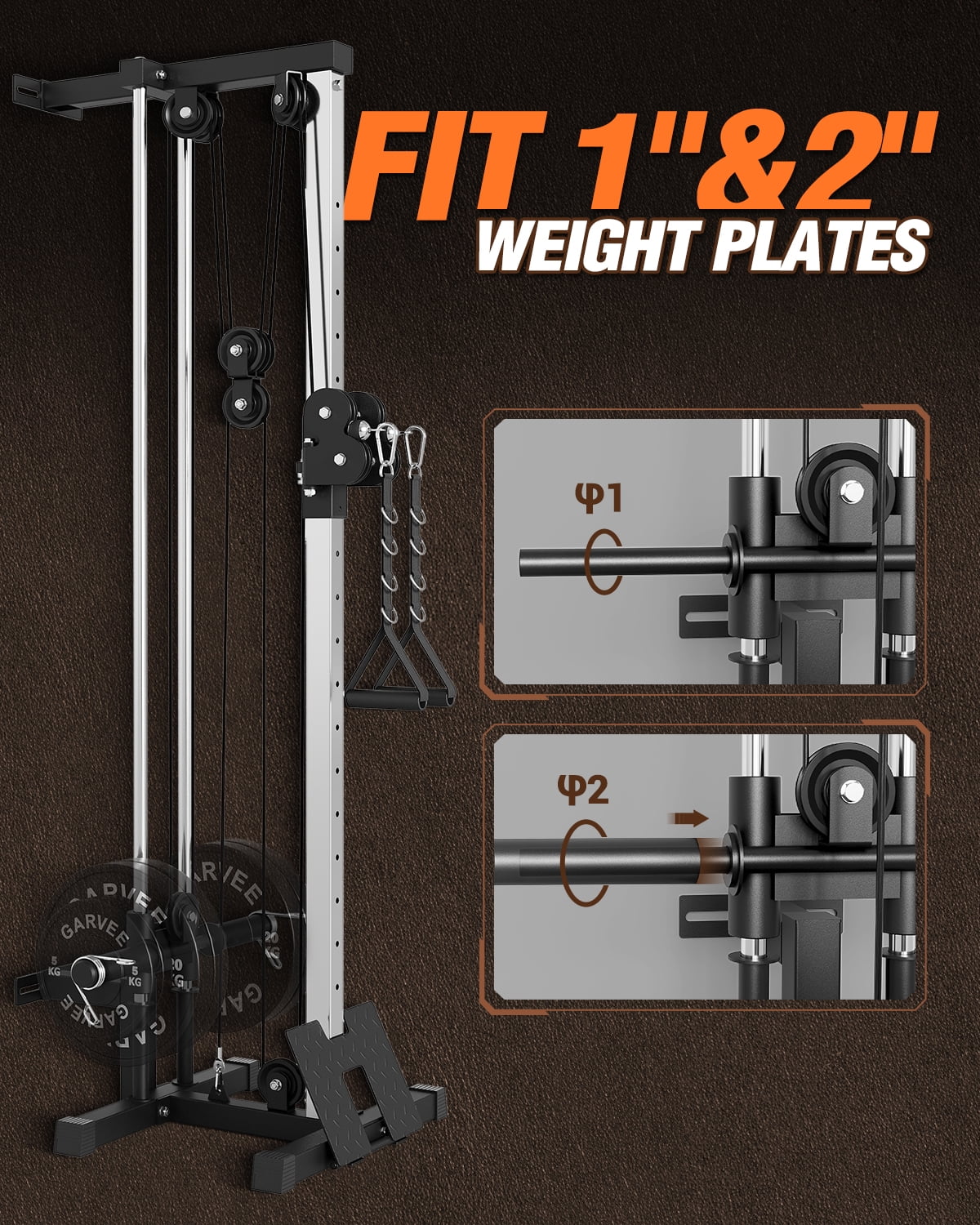 COZONY Wall Mount Cable Machine, LAT Pulldown & Cable Crossover with 19-Position Dual Pulley System for Home Gym,Black