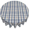 thumbnail image 6 of Round Tablecloth 60 Inch, Blue Checks Stripes Circle Dining Table Cover Waterproof Table Top Cover Round Outdoor Tablecloth for Dining Table, Buffet Parties and Camping, 6 of 8