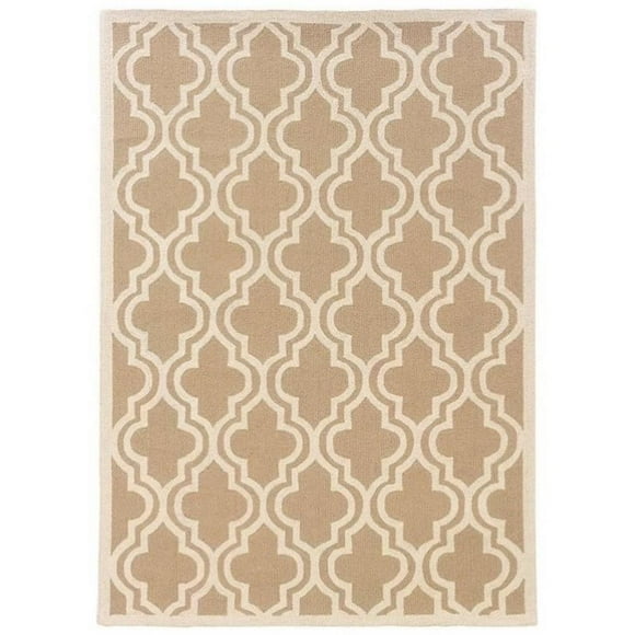 Laysan Home 1'10" x 2'10" Hand Hooked Quatrefoil Beige Wool Rug