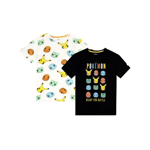 Pokemon Boys T-Shirts Pack of 2 Short Sleeve Sizes 6-14