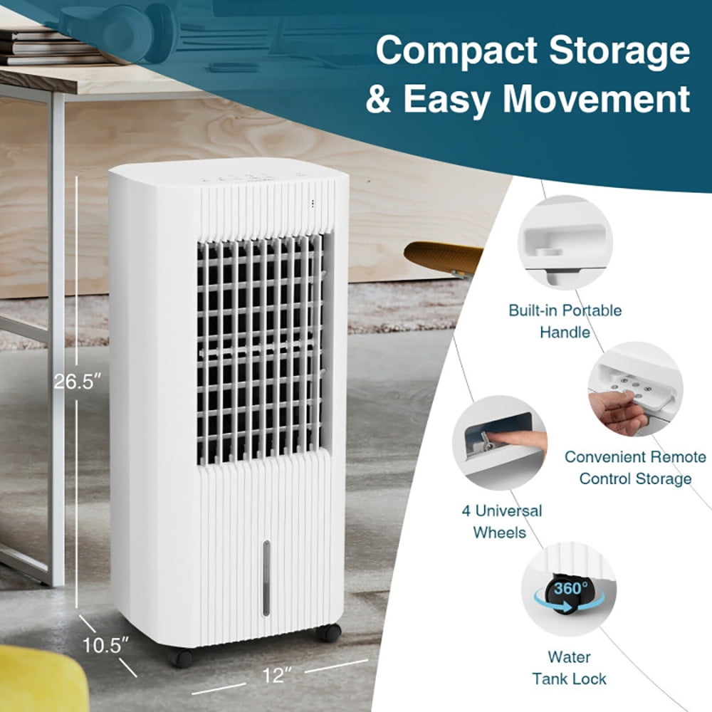Spaco 3-in-1 Evaporative Air Cooler with 3 Modes-White, Air Conditioners, Mist Cooling Fan, Portable Ac Units for Rooms, Bedroom, Office, RV and Camping