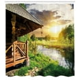thumbnail image 3 of Ambesonne Nature Shower Curtain, Wooden House by the Lake, 69"Wx75"L, Multicolor, 3 of 3