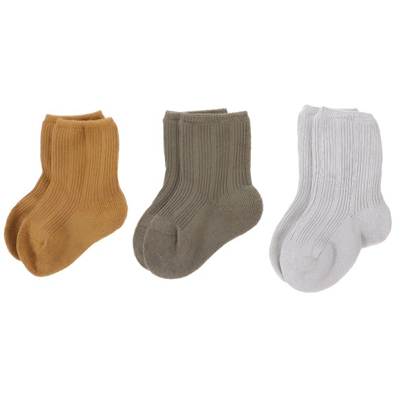 TELOLY 3 Pairs Combed Cotton Baby Socks Newborn Assorted Color Breathability Comfortable Fit Organic Cotton Socks