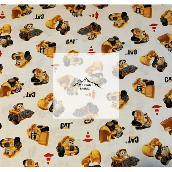 CAT? Building Crew Wigglers Equipment White Cotton Fabric