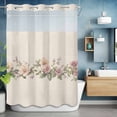 thumbnail image 6 of Spring Floral No Hooks Shower Curtain with Snap-in Liner Retro Pink Flower Watercolor Plant Linen Texture Shower Curtains for Bathroom, Waterproof, Easy Install, Washable 72"x96", 6 of 9
