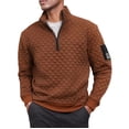 thumbnail image 1 of Ceisia Men's Regular-Fit Stand-Collar Half-Zip Checkered Texture Hoodless Sweatshirt Gift, 1 of 8