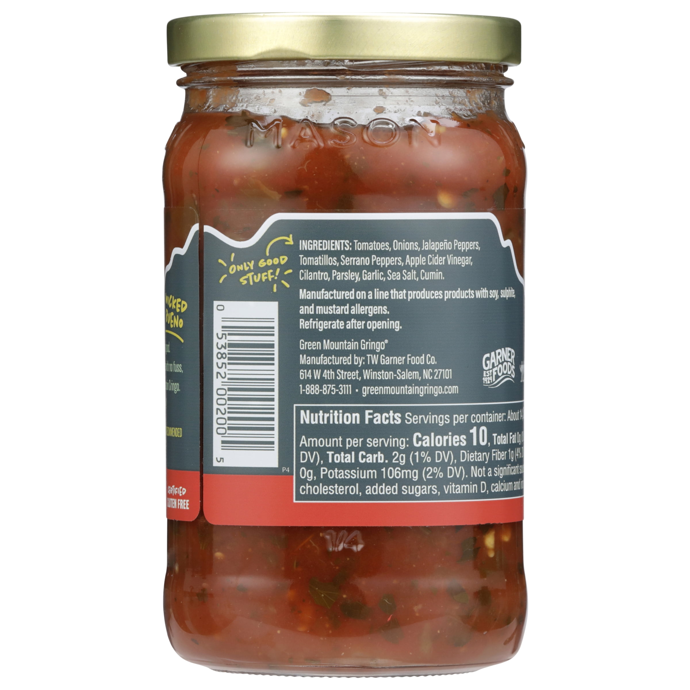 (2 pack) Green Mountain Gringo Fresh Packaged Hot Salsa, 16 oz