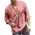thumbnail image 2 of Men's Lace-Up Solid Color Mid-Sleeve Casual T-Shirt, 2 of 5