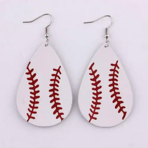 Softball Baseball Soccer Golf Genuine Leather Leaf Teardrop Statement Earrings