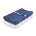 thumbnail image 1 of Funda para cambiador - Funda para cambiador de felpa ultrasuave con lunares Minky Fundas para cambiador transpirables para bebés y niñas (gris claro y azul marino), 1 of 5