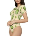 thumbnail image 2 of KLL Women 's Crew Neck Bodysuit Jumpsuits Kiwi Ice Cream Print Short onesies Stretch T Shirts, 2 of 7