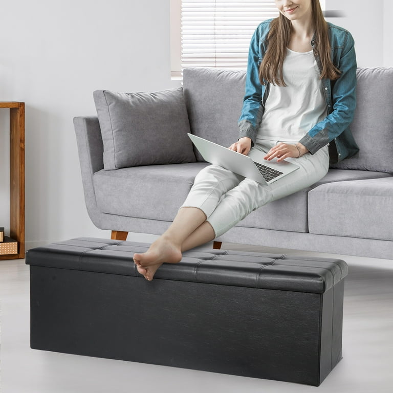 Storage ottoman bench black deals