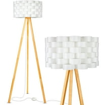Brightech Bijou Modern Home 60" Tall Standing LED Light Tripod Floor Lamp, Wood