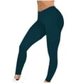 thumbnail image 3 of DDAPJ pyju Women's Solid Basic Leggings Ultra Soft Stretch High Waisted Yoga Running Pants Lightweight Casual Workout Tights Dark Blue L, 3 of 5