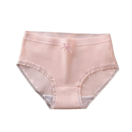 Scyoekwg Womens Underwear Stretchy Mid Waisted Underwear Solid Color Comfort Hipster Panties Ladies Underpants Lace Underpants(Pink M)
