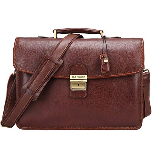 banuce full grain leather briefcase