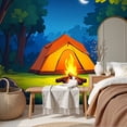 thumbnail image 6 of Wallpaper Forest Scene Bonfire Party Camping Photography Peel and Stick Wall Murals 69"H x 96"W Removable PVC Wall Paper Self-Adhesive Wall Paintings Art Decor for Bedroom Living Room, 6 of 7