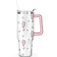 thumbnail image 2 of 40oz Ocean Cute SeaHorse Stainless Steel Flip Straw Tumbler Spill Proof Travel Cup Double Wall Vacuum Insulated Coffee Mug with Top Handle, 2 of 6