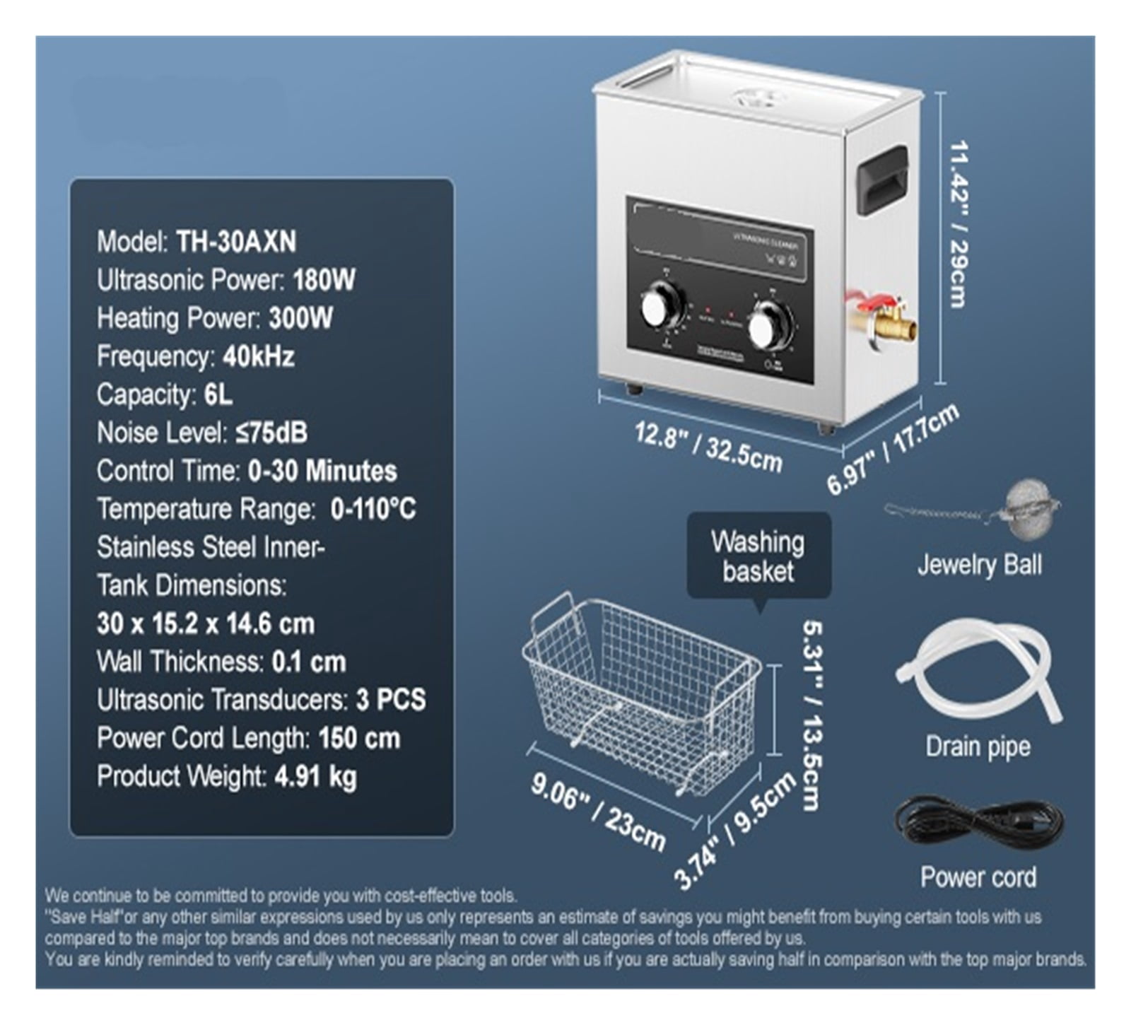 2/3/6/10/15/30L Ultrasonic Cleaner with Heater Timer for Lab Tools Metal Parts Carburetor Brass Auto Parts Engine Parts