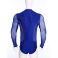 thumbnail image 5 of renvena Men's Long Sleeve Latin Dance Leotard Shirt Sparkling Salsa Samba Latin Jazz Dancewear Blue S, 5 of 7