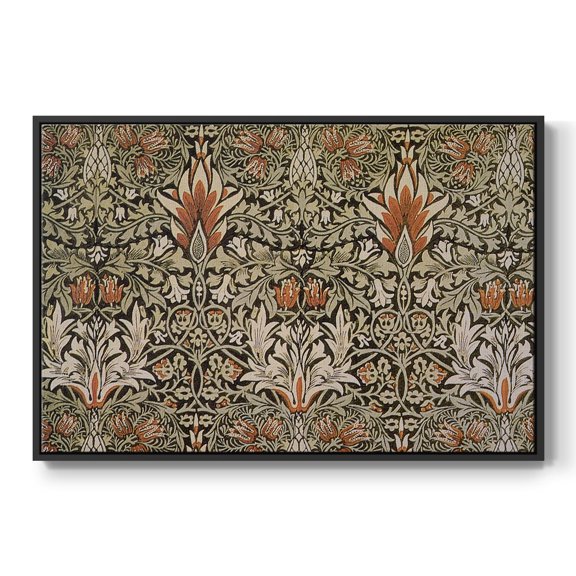 Vintage Abstract Print-LVI Framed in Black Wood Gallery Wrapped Canvas 17 in. x 25 in.