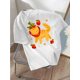 thumbnail image 1 of Cute Cartoon Colorful Strawberry Kitten Printed Casual T-Shirt for Women, Summer, Athletic Wear, Crew Neck, Cotton, Medium Stretch, All Seasons, Knit Fabric, 220 g/m², 1 of 6