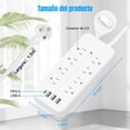 thumbnail image 2 of 12 en 1 Regleta Multicontacto Extension USB, con 8 Salidas CA y 4 Puertos USB (1 USB C), Enchufe/Conector Multiple, 1.5M Extension Electrica, para Dormitorio, Casa, Dorm, Oficin (Blanco), 2 of 8