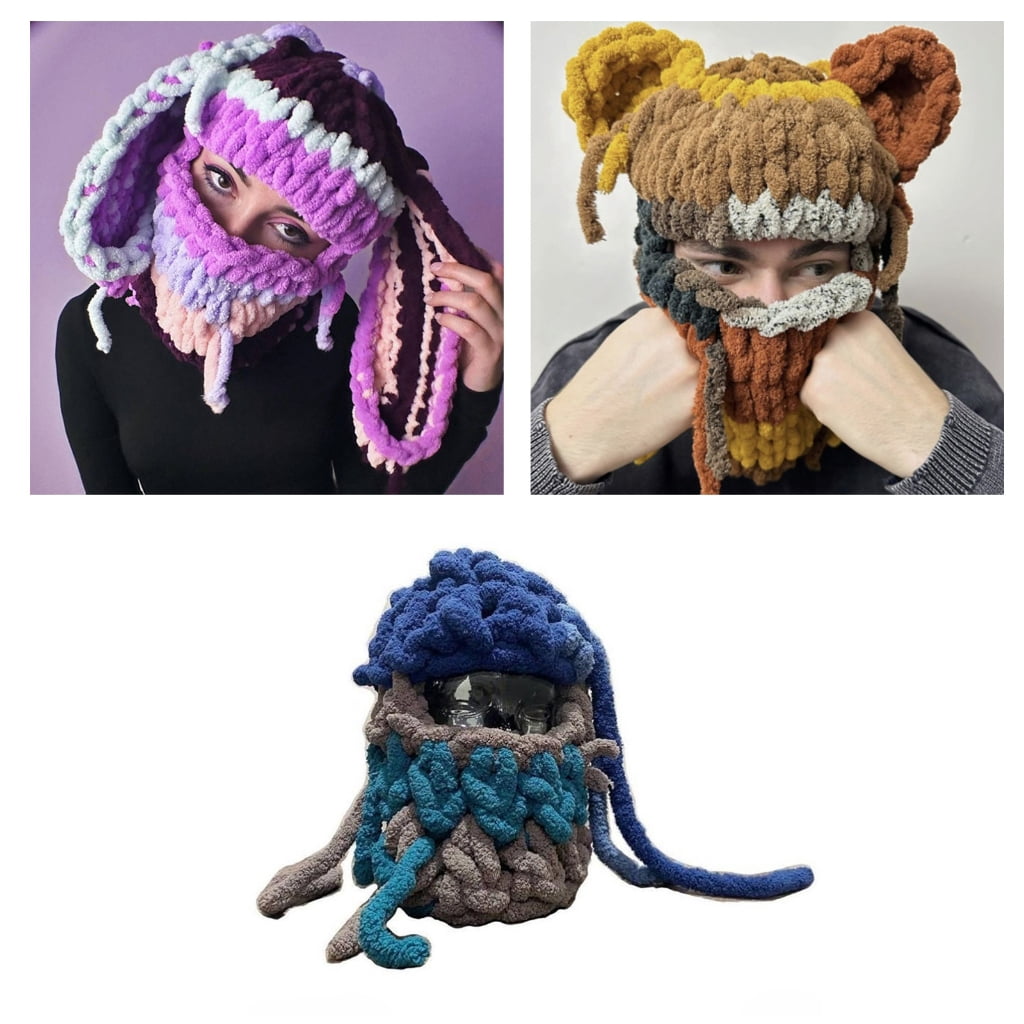 Yokua Adult Balaclava Outdoor Windproof Rabbit/Bear Ear Neck Protect Hat for Women