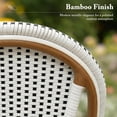 thumbnail image 2 of PURPLE LEAF OUTDOOR 3-Piece French Bistro Dining Set Round Outdoor Patio Table and 2 Armless Chairs Tempered Glass Top PE Rattan Bamboo Print Finish Aluminum Frame White, 2 of 8