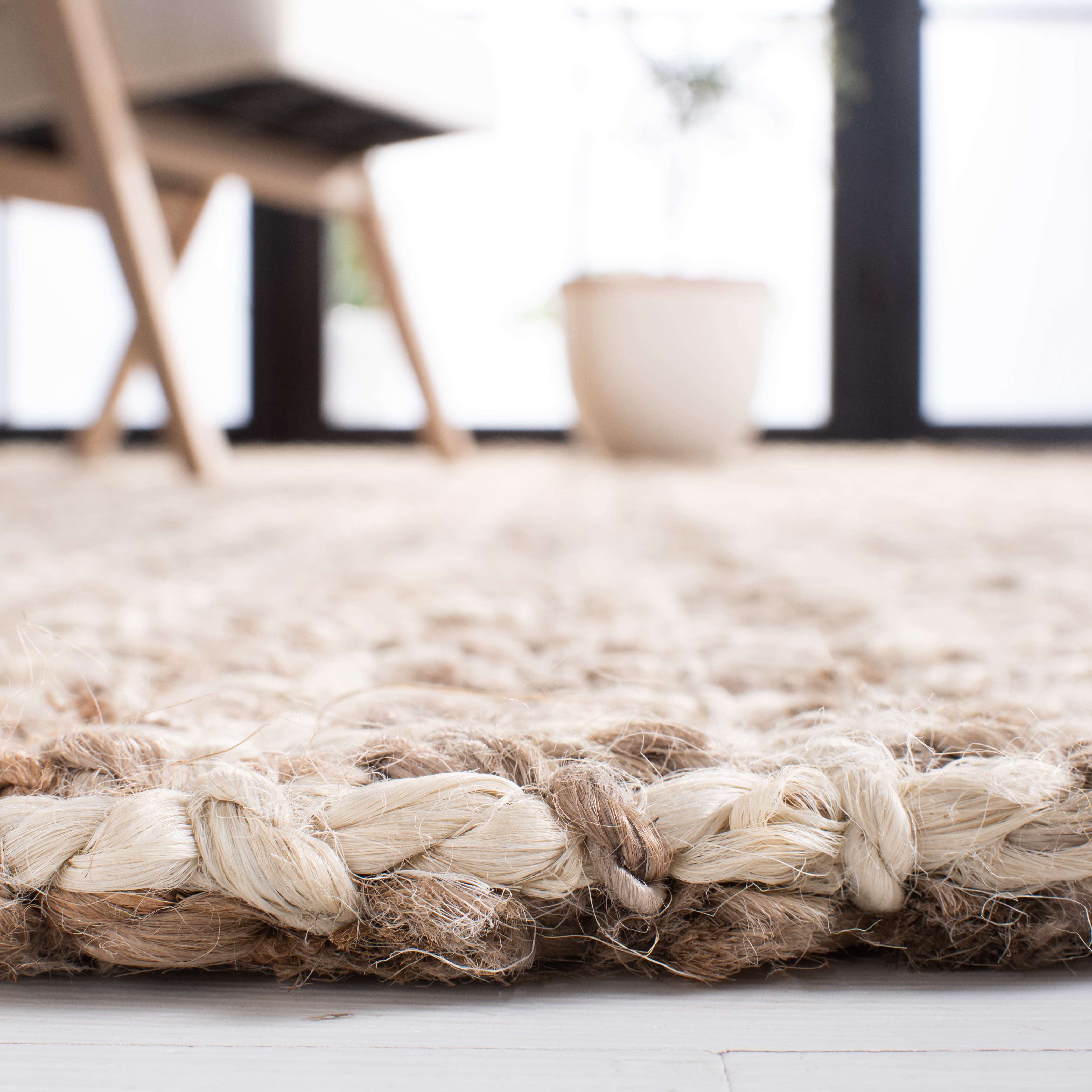 SAFAVIEH Natural Fiber Martha Solid Area Rug, Natural, 9' x 12'