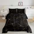 thumbnail image 2 of YST Geometric Comforter Set, Geometry Irregular Diamond Pattern Bedding Set For Kids Teens Adult, Lightweight Microfiber Quilt All Season - 1 Comforter, 1 Pillow Case(Black Yellow, Twin), 2 of 5