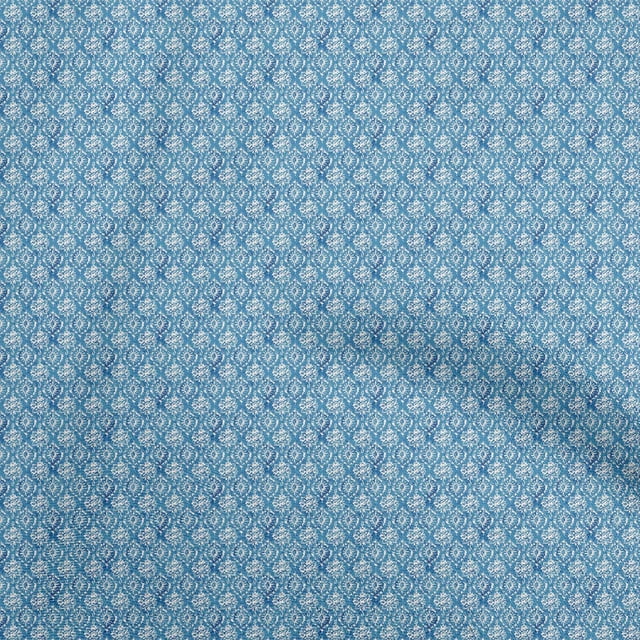 oneOone Polyester Spandex Medium Blue Fabric Aian Batik Sewing Craft Projects Fabric Prints By Yard 56 Inch Wide
