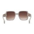 thumbnail image 4 of Womens Mod Rimless Jewel Chain Arm Oversize Rectangle Sunglasses Grey Brown, 4 of 4