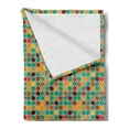 thumbnail image 2 of Retro Soft Flannel Fleece Blanket, Polka Dotted Background with Ornamental Colorful Abstract Petals Vintage Inspirations, Cozy Plush for Indoor and Outdoor Use, 70" x 90", Multicolor, by Ambesonne, 2 of 5