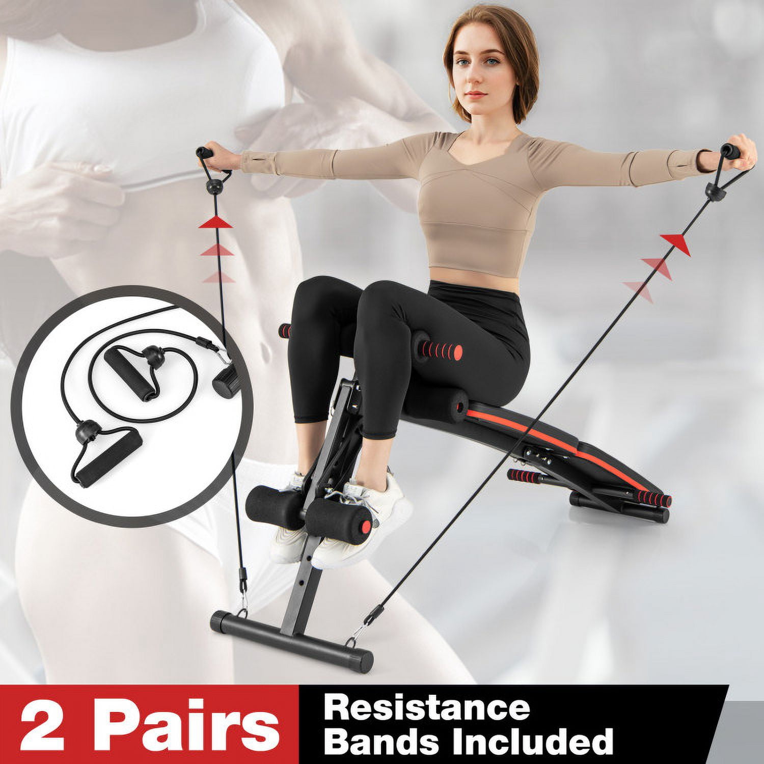 OnlineGymShop CB24277 Fitness Adjustable Workout Sit up Bench