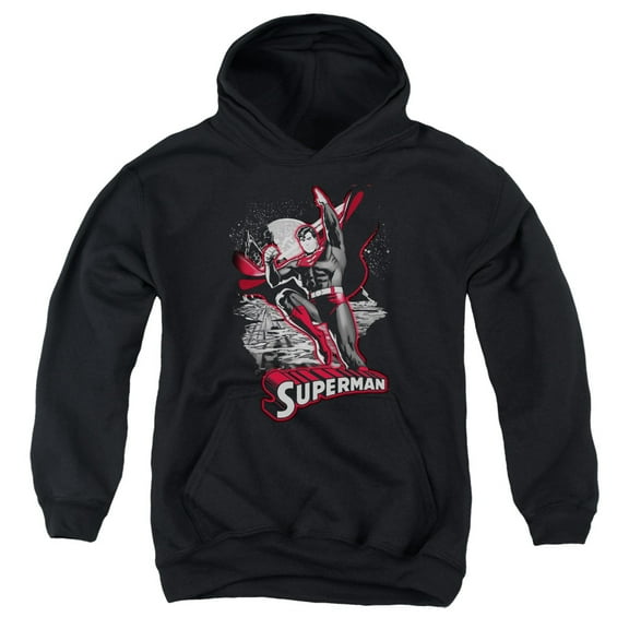 Jla - Superman Red & Gray - Youth Hooded Sweatshirt - Large