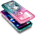 thumbnail image 5 of Nagebee Case for Motorola Moto G Stylus 5G (2022) with Tempered Glass Screen Protector (Full Coverage), Sparkle Glitter Liquid Bling Diamond [Ring Holder & Wrist Strap] Women Girls Cute (Pink/Aqua), 5 of 6