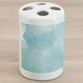 thumbnail image 1 of Art Abstract Ceramic Toothbrush Holder, Pastel Dream with Smoke Look Watercolor Creative Illustration, Decorative Versatile Countertop for Bathroom, 4.5" X 2.7", Pale Blue and Seafoam, 1 of 4