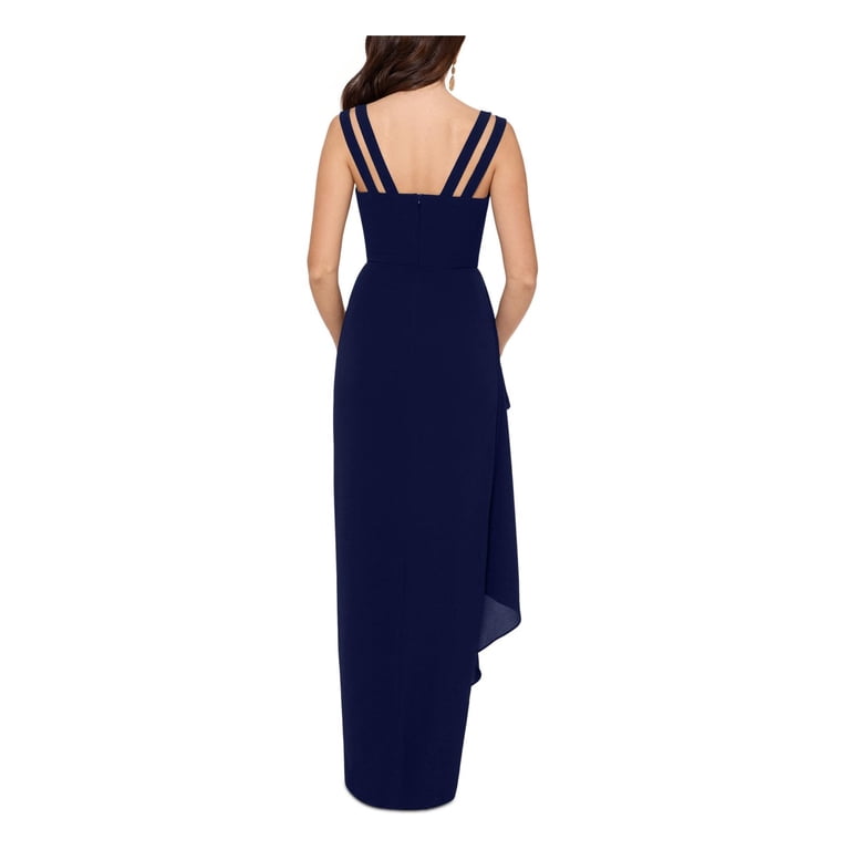 XSCAPE Womens Ruffle Gown Dress, Blue, 8