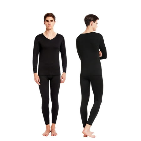 

Xiaoffenn Mens Long Underwear Men s Casual Thermal Underwear Middle Collar Pure Color Warm Clothing Suit Clearance