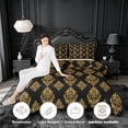thumbnail image 3 of meiyoeat vintage Damask Floral King Size Comforter Sets,Baroque Flowers Pattern Comforters King Size,Black Reversible,3-Piece,1 Comforter and 2 Pillowcases, 3 of 7