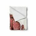thumbnail image 2 of Octopus Soft Flannel Fleece Throw Blanket, Image of Octopus Underwater Wildlife Animal Illustration Print, Cozy Plush for Indoor and Outdoor Use, 70" x 90", Red Pink, by Ambesonne, 2 of 6