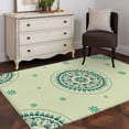 thumbnail image 4 of Green Floral 3'x5' Washable Rug, round Floral Ethnic Abstract Patterned Non-Slip Area Rugs for Entryway Kitchen Classroom, StainResistant Dorm Throw Carpet, Low Pile Soft Indoor Floor Mat, 4 of 9