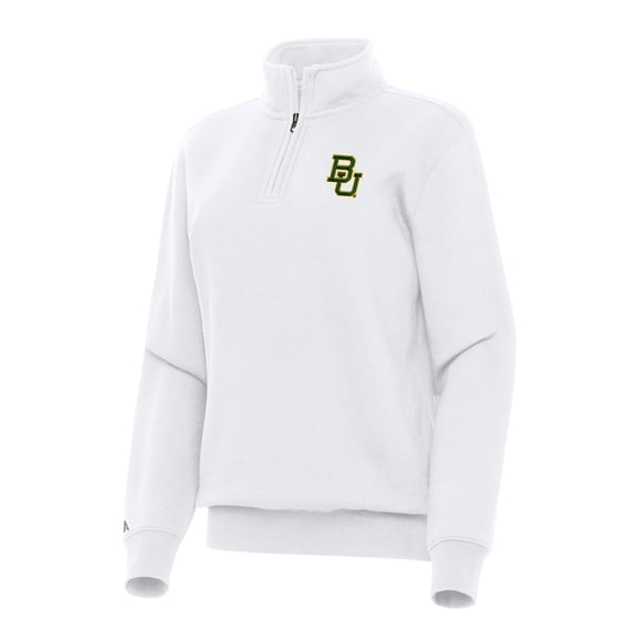 Women's Antigua White Baylor Bears Victory Quarter-Zip Sweatshirt