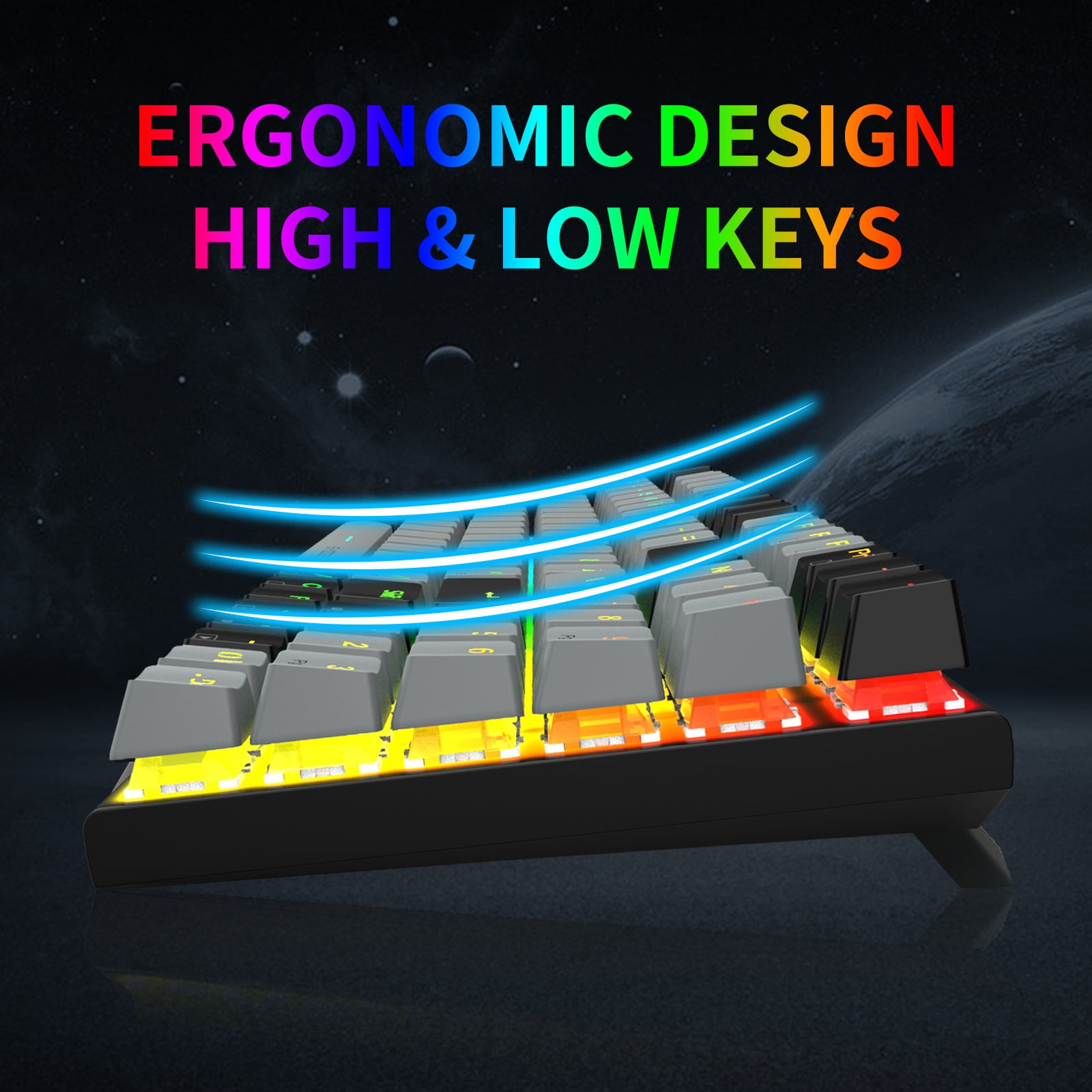 E-YOOSO Z-19 Mechanical Gaming Keyboard with Number Pad, True RGB Backlit, Hot Swappable Red Switches, Pro Software Supported, Wired Compact 94 Keys for PC/Computer/Laptop, Grey Black