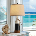 thumbnail image 6 of Oneach Retro Navy Blue Table Lamp for Living Room Bedroom 23.75" Farmhouse Nightstands Bedside Lamps Ocean Beach Style, 6 of 9