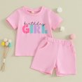 thumbnail image 2 of Bagilaanoe 2pcs Toddler Birthday Outfits Baby Girl Shorts Set Short Sleeve Letter Print T Shirt Tops + Shorts 6M 12M 18M 24M 3T 4T Kids Casual Summer Clothes, 2 of 8