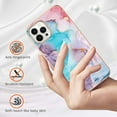 thumbnail image 4 of Nalacover for iPhone 14 Pro Max Slim Case, Fish Scale Marble Pattern Soft TPU Shockproof Lens Protection Cover for Women Girls, Compatible with MagSafe Wireless Charging Case,Blue Marble, 4 of 5