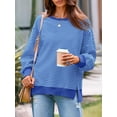thumbnail image 2 of Sudadera oversize de punto waffle azul para mujer Fisoew, 2 of 6