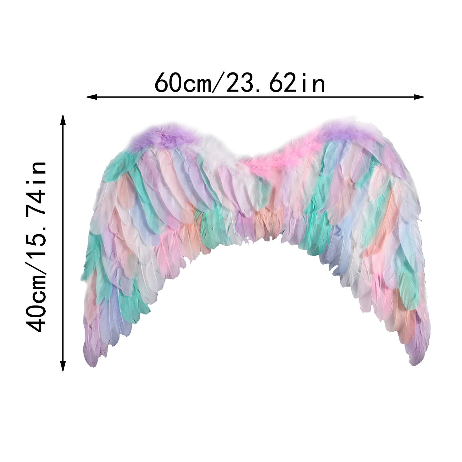 Rainbow Feather Wings Elastic Shoulder Straps Glowing Angel Girl Gift Stage Cute 